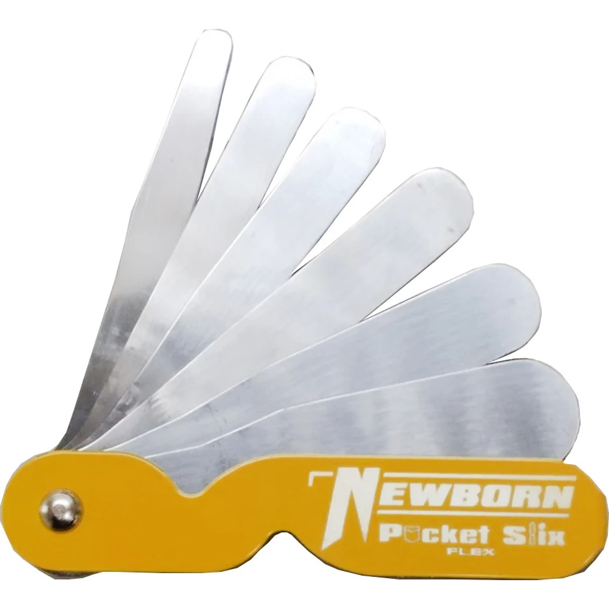 Newborn A-POCKETSLK-FLEK Pocket Slix, 6 in 1 Folding Pocket Caulk Spatula, Flexible, Yellow